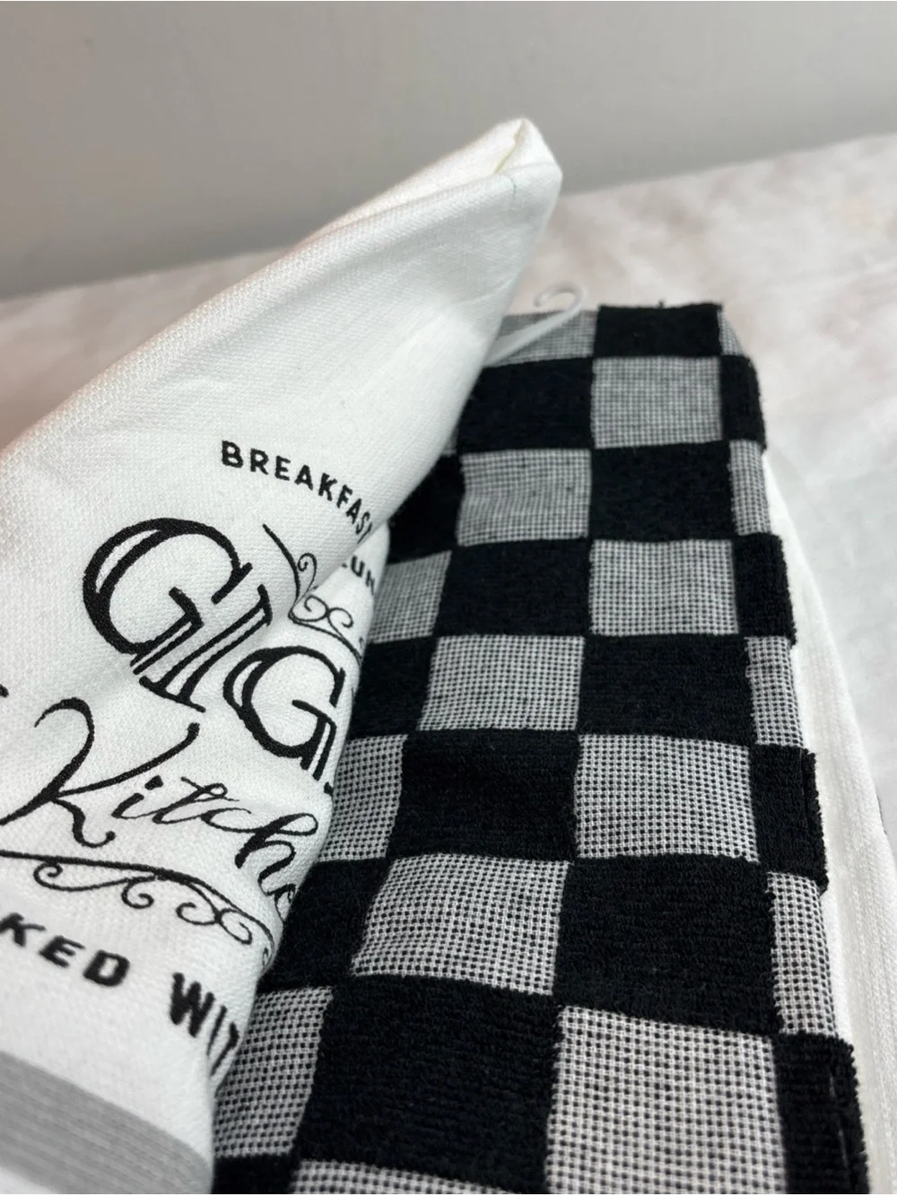 Kitchen towels set of 3 White & Gray Cotton Tea Towel 1282